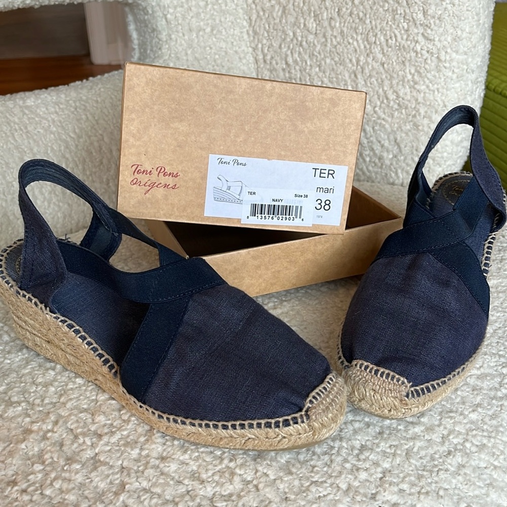 Navy espadrilles.